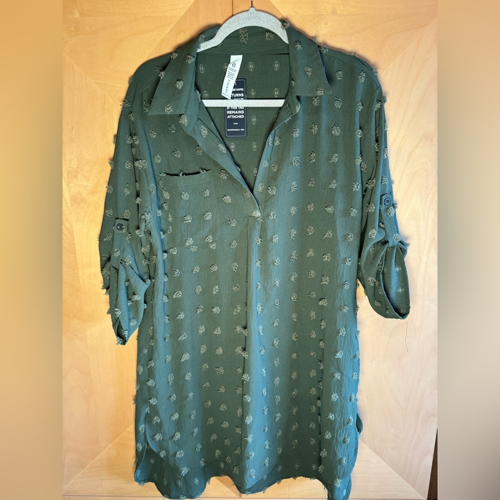 V neck green dress